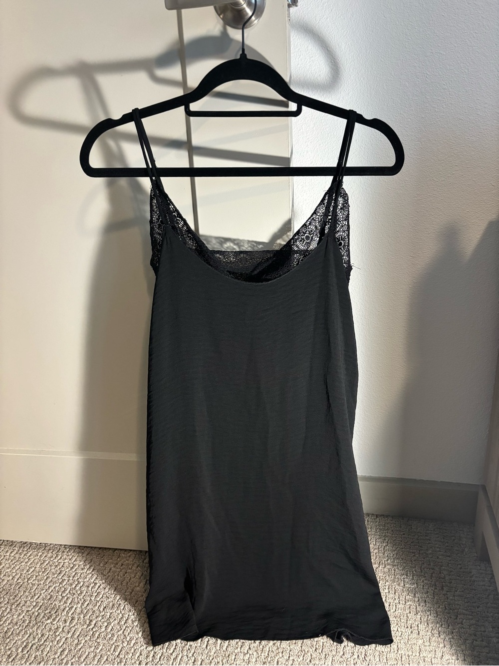 Kendall & Kylie Black Lace Trim Slip Dress